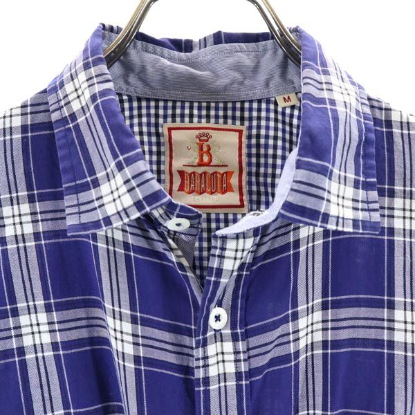 BARACUTA バラクータ 日本製 チェック柄 長袖 2WAY シャツ M 青系 メンズ