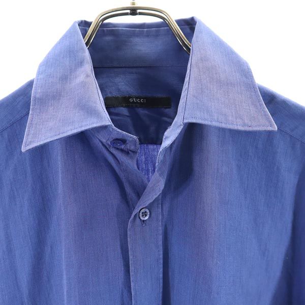 GUCCI グッチ イタリア製 長袖 シャツ 38 青系 メンズ