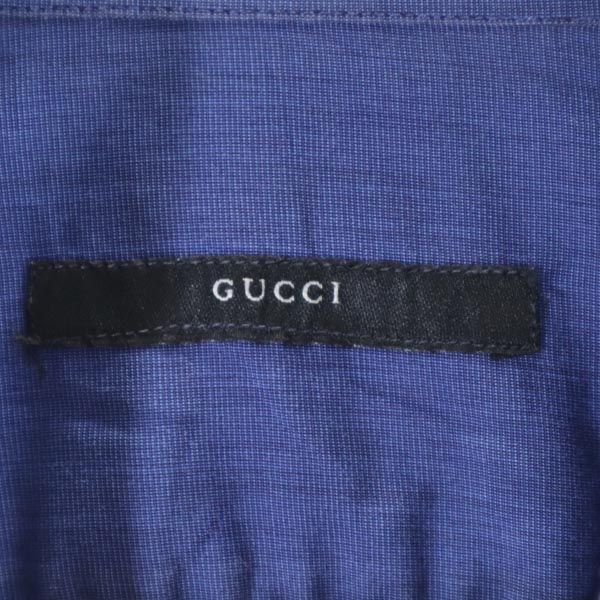 グッチ イタリア製 長袖 シャツ 38 青系 GUCCI メンズ