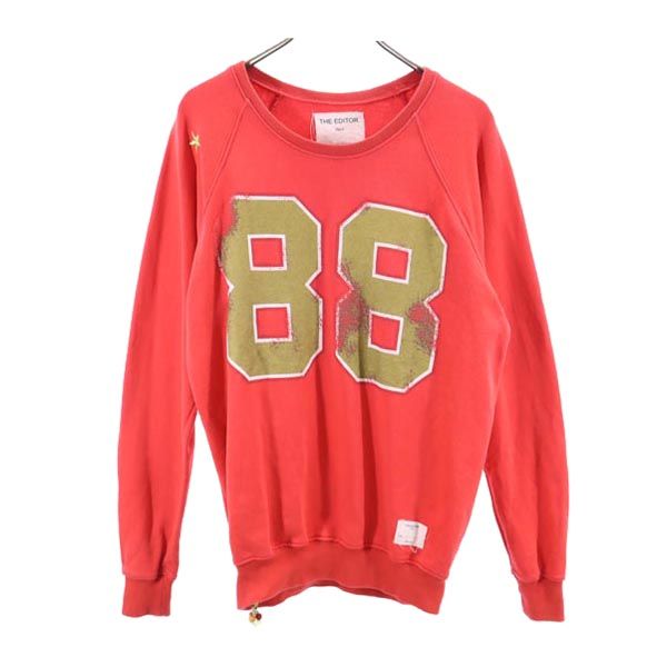 THA EDITOR ジエディター イタリア製 プリント 長袖 スウェット トレーナー XS 赤 メンズ