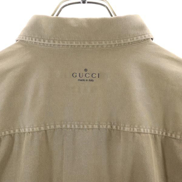 グッチ イタリア製 長袖 シャツ 42(16 1／2) 茶 GUCCI メンズ