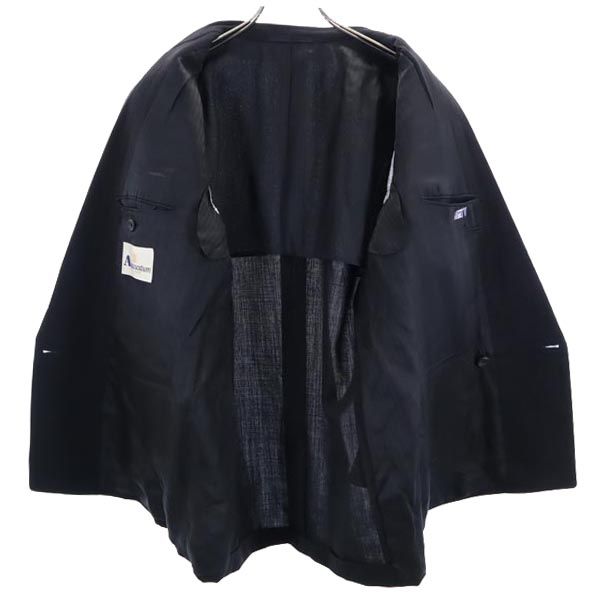 Aquascutum アクアスキュータム 日本製 ダブル 長袖 テーラードジャケット AB5 ブラック メンズ