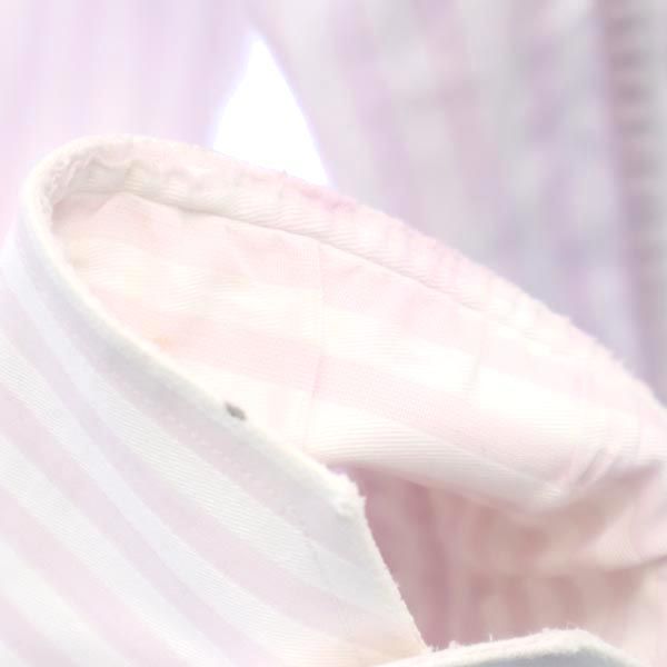 BOSS HUGO BOSS ボス ヒューゴボス ストライプ柄 長袖 シャツ 39 15 1／2 ホワイト×ピンク メンズ