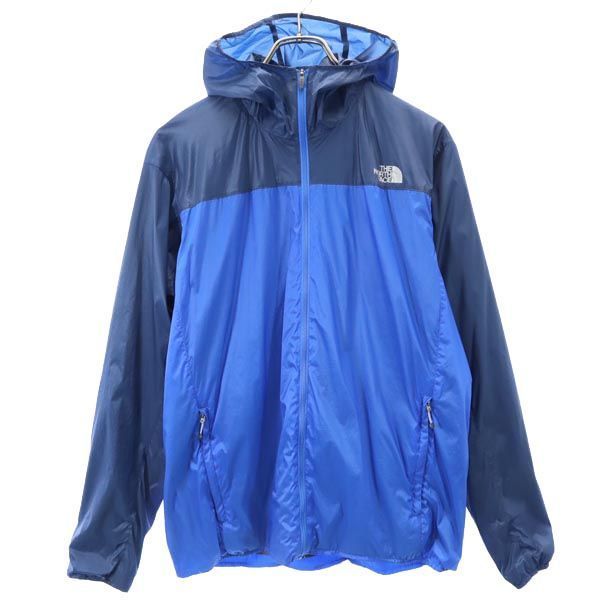 THE NORTH FACE ノースフェイス フード付 ナイロンジャケット L 青×紺 アウトドア コンパクト ウインドシェル メンズ