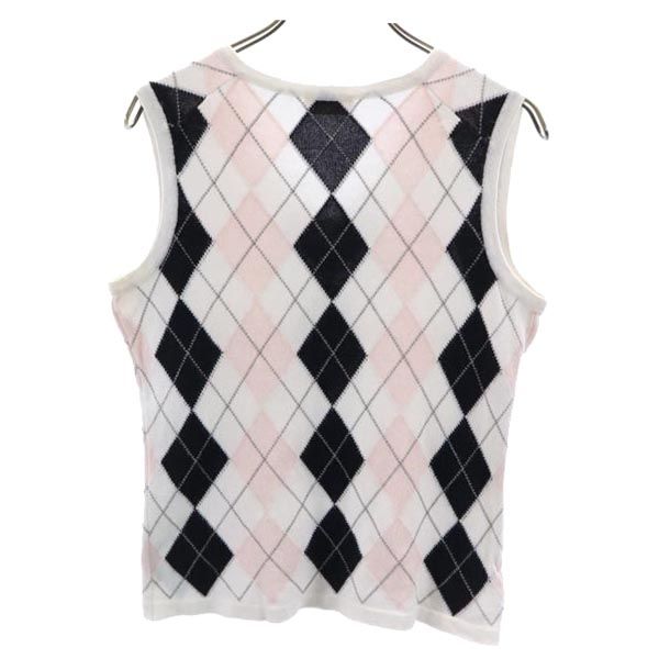 Pringle プリングル アーガイル ニットベスト S 白系 レディース