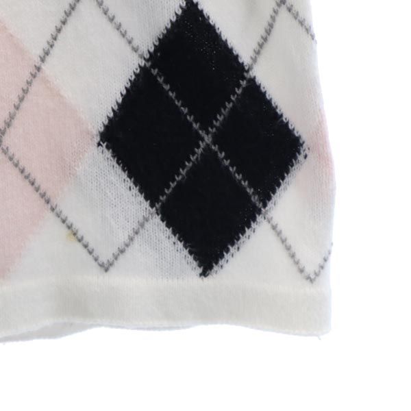 Pringle プリングル アーガイル ニットベスト S 白系 レディース