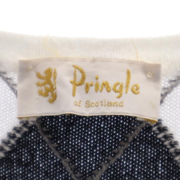 Pringle プリングル アーガイル ニットベスト S 白系 レディース