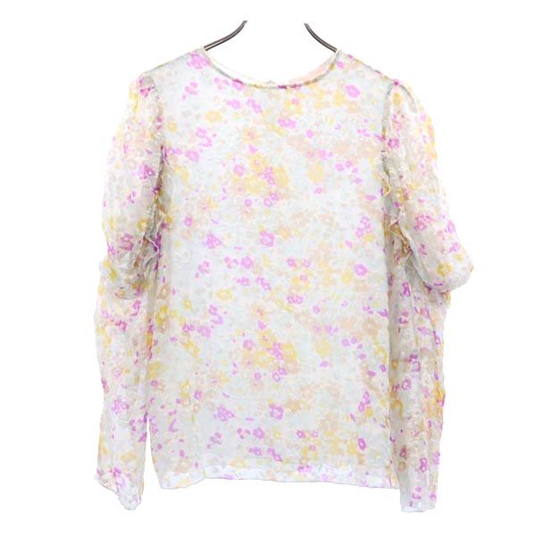 SEE BY CHLOE シーバイクロエ シルク100％ 総柄 長袖 シースルー カットソー 36 ホワイト系 レディース