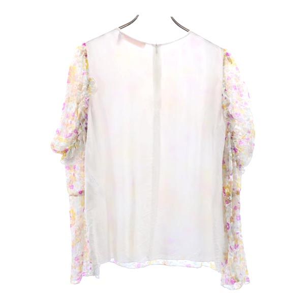 SEE BY CHLOE シーバイクロエ シルク100％ 総柄 長袖 シースルー カットソー 36 ホワイト系 レディース