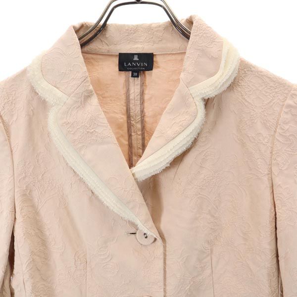 LANVIN en Bleu ランバンオンブルー 花柄 デザイン テーラードジャケット 38 ベージュ系 レディース