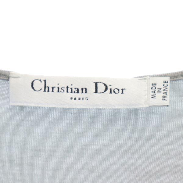 Christian Dior クリスチャンディオール フランス製 シルクブレンド 長袖 Vネック カットソー 38 グレー系 レディース