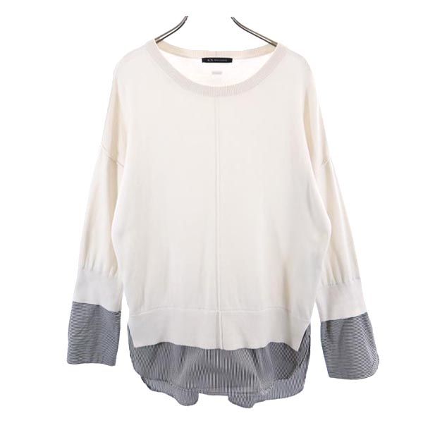 ARMANI EXCHANGE アルマーニエクスチェンジ 長袖 切替デザイン ニット S 白系 セーター レディース