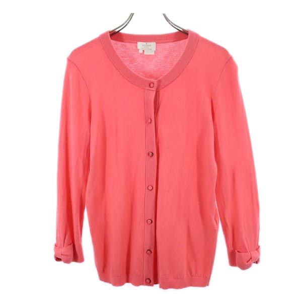 Kate Spade ケイトスペード 7分袖 ニット カーディガン S ピンク 袖リボン レディース