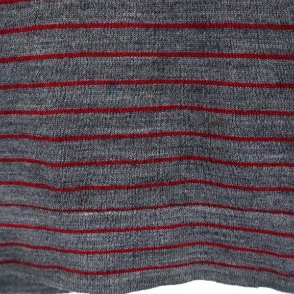 JOHN SMEDLEY ジョンスメドレー 英国製 ボーダー柄 長袖 ニット グレー×レッド セーター レディース