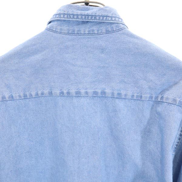 JERZEES ジャージーズ ロゴ刺繍 長袖 デニム ボタンダウンシャツ S メンズ
