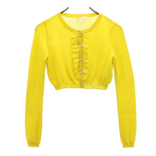 RED VALENTINO レッドヴァレンティノ カシミヤブレンド 長袖 ニット カーディガン S イエロー ショート丈 レディース