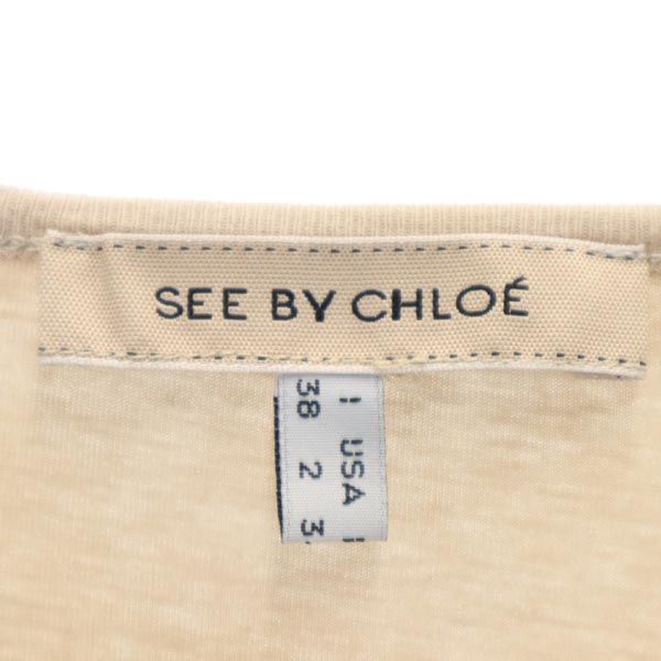 SEE BY CHLOE シーバイクロエ ロゴプリント 長袖 Tシャツ 38 ベージュ ロンT レディース