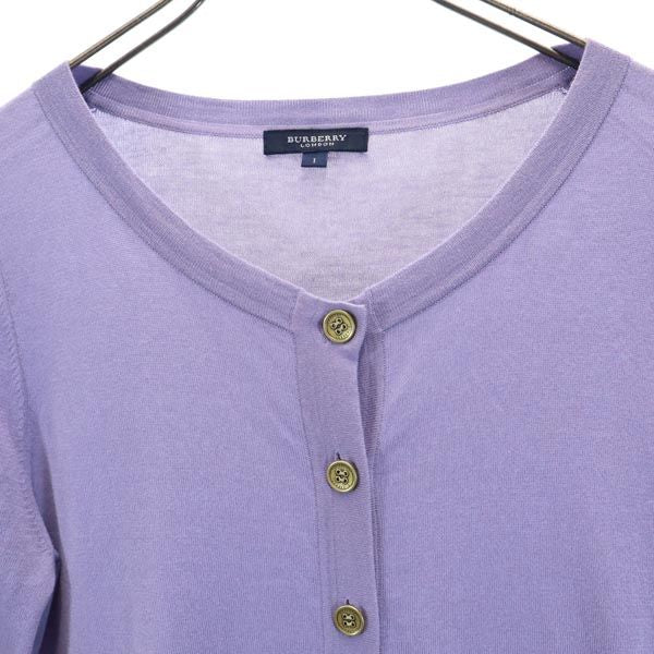 BURBERRY バーバリー 三陽商会 半袖 ニット カーディガン 1 パープル系 レディース