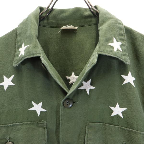 US ARMY アメリカ軍 ユーティリティー 星柄 刺繍 ミリタリージャケット 16 1/2 カーキ メンズ