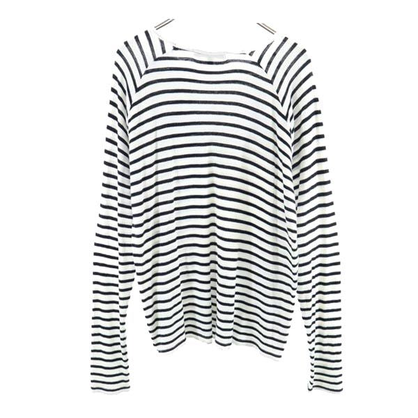 XLARGE エクストララージ ボーダー柄 長袖 ワッフル素材 Tシャツ L 白×黒 ロンT メンズ