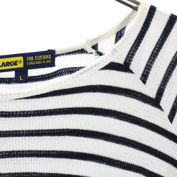XLARGE エクストララージ ボーダー柄 長袖 ワッフル素材 Tシャツ L 白×黒 ロンT メンズ