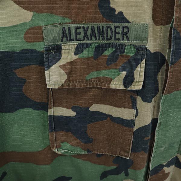 US ARMY アメリカ軍 80s ウッドランド カモフラージュ柄 ミリタリージャケット L カーキ系 DLA メンズ