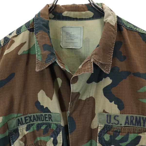 US ARMY アメリカ軍 80s ウッドランド カモフラージュ柄 ミリタリージャケット L カーキ系 DLA メンズ