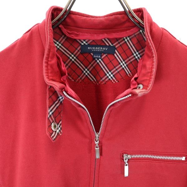 BURBERRY バーバリー 日本製 三陽商会 ベロア調 スウェット ジップジャケット 160A 赤 キッズ