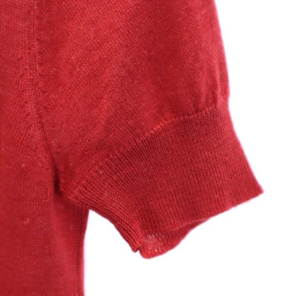 PRADA プラダ イタリア製 ウールシルクブレンド 半袖 デザイン ニット 38 レッド系 リボン レディース