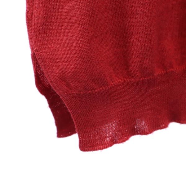 PRADA プラダ イタリア製 ウールシルクブレンド 半袖 デザイン ニット 38 レッド系 リボン レディース