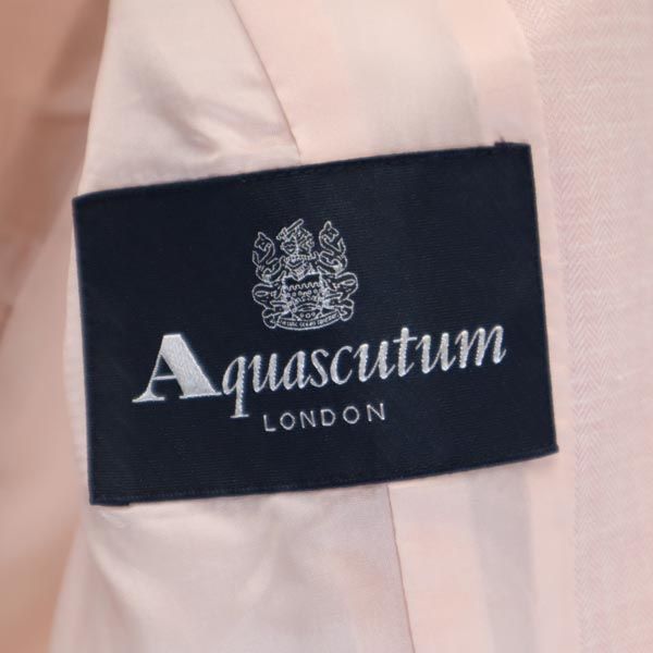Aquascutum アクアスキュータム 日本製 ウールブレンド ヘリンボーン スカートスーツ 上下 セットアップ 9 ピンク系 レディース