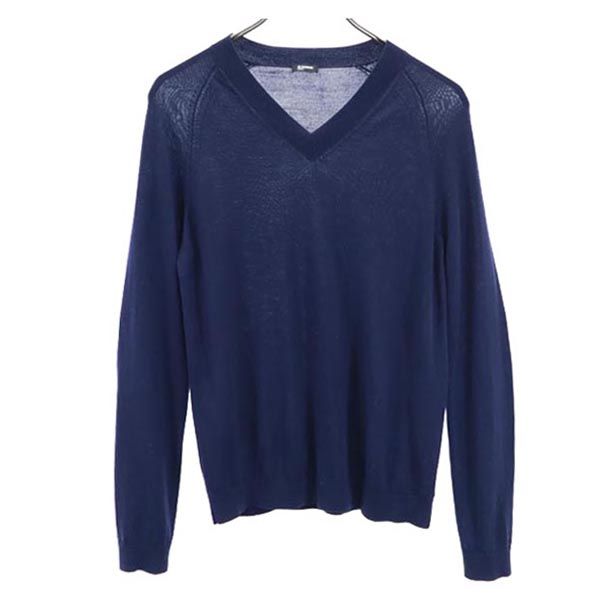 JIL SANDER NAVY ジルサンダーネイビー ウール 長袖 Vネック ニット M 紺系 セーター レディース