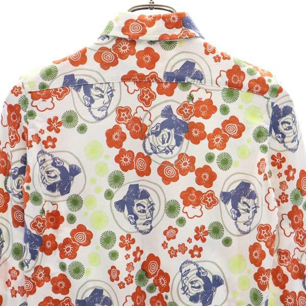 OZONE ROCKS オゾンロックス 日本製 和柄 総柄 長袖 シャツ S 白系 レディース