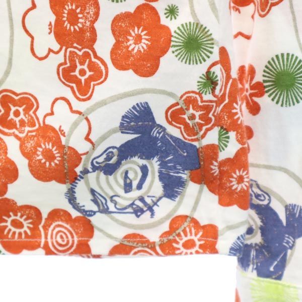 OZONE ROCKS オゾンロックス 日本製 和柄 総柄 長袖 シャツ S 白系 レディース