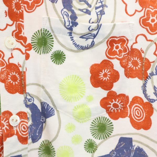 OZONE ROCKS オゾンロックス 日本製 和柄 総柄 長袖 シャツ S 白系 レディース