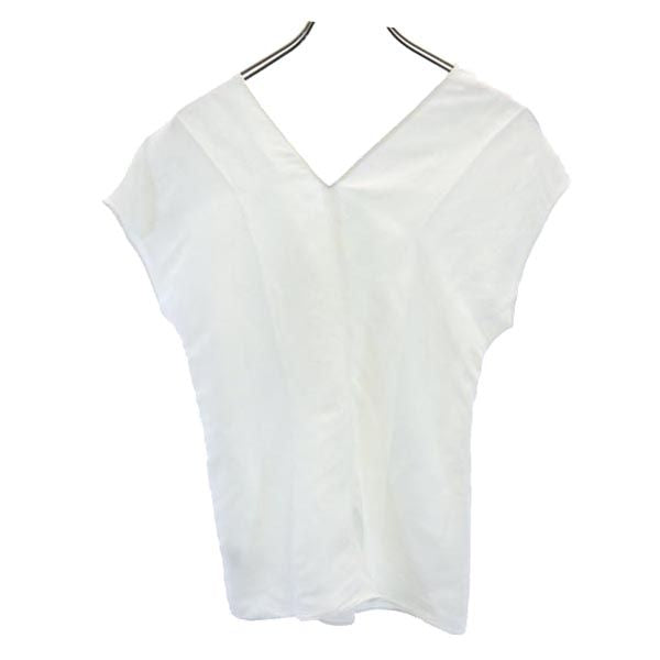 未使用 HELMUT LANG ヘルムートラング リネンブレンド ノースリーブ Vネック カットソー S 白系 レディース