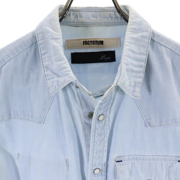 FACTOTUM ファクトタム 日本製 長袖 デニム ウエスタンシャツ 46 水色 メンズ
