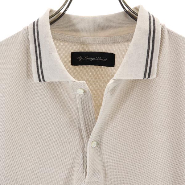 LOUNGE LIZARD ラウンジリザード 日本製 半袖 ポロシャツ 2 ベージュ 鹿の子 メンズ