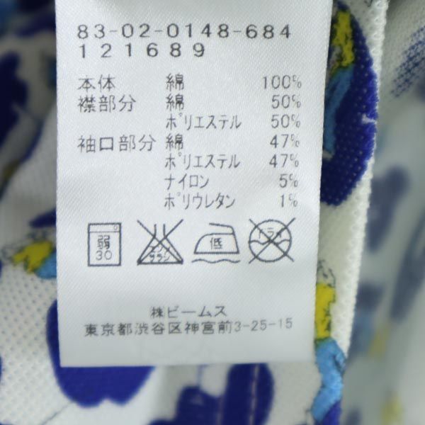 BEAMS GOLF ビームスゴルフ 日本製 総柄 ゴルフ 半袖 ポロシャツ M ブルー系 鹿の子 レディース