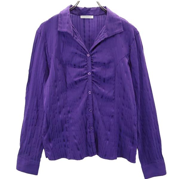 NARACAMICIE ナラカミーチェ ストライプ 長袖 オープンカラーシャツ 5 パープル系 ブラウス レディース