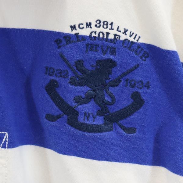 Polo by Ralph Lauren ポロバイラルフローレン ボーダー 長袖 ラガーシャツ 160 ブルー×ホワイト ポロシャツ キッズ