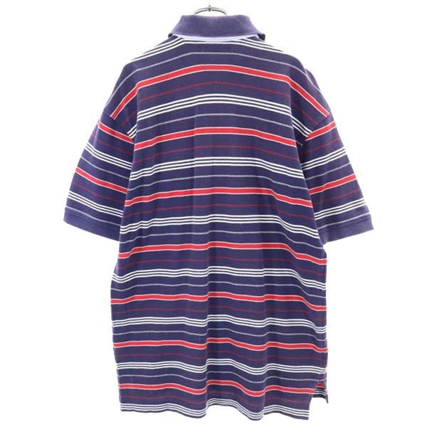 TOMMY HILFIGER トミーヒルフィガー 半袖 ポロシャツ L ネイビー×レッド×白 メンズ