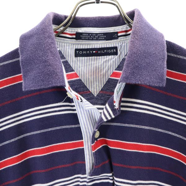 TOMMY HILFIGER トミーヒルフィガー 半袖 ポロシャツ L ネイビー×レッド×白 メンズ