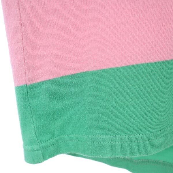 FAT エフエーティー ボーダー柄 半袖 Vネック Tシャツ SKINNY ピンク×グリーン メンズ