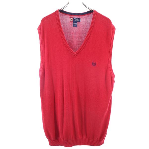 CHAPS チャップス Vネック ニットベスト L レッド系 メンズ