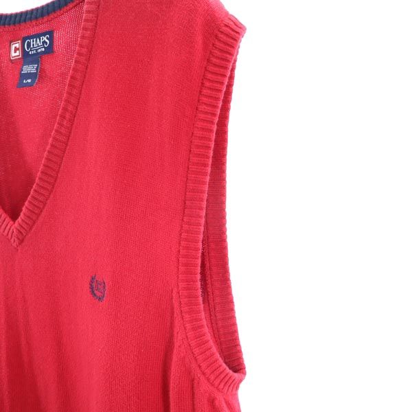 CHAPS チャップス Vネック ニットベスト L レッド系 メンズ