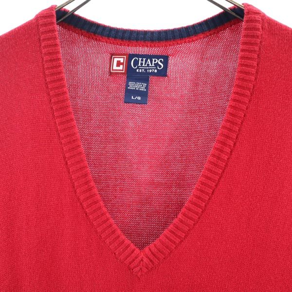 CHAPS チャップス Vネック ニットベスト L レッド系 メンズ