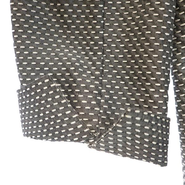 LANVIN ランバン シルクブレンド 総ステッチ 7分袖 総ステッチ テーラードジャケット 40 グレー系 レディース