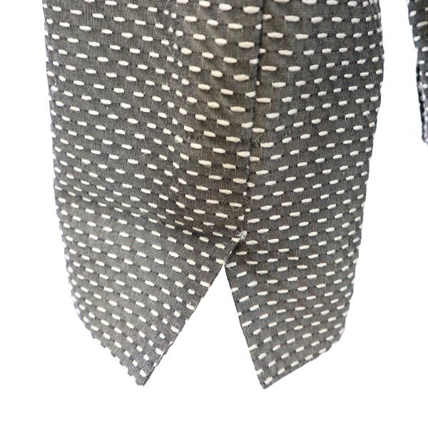 LANVIN ランバン シルクブレンド 総ステッチ 7分袖 総ステッチ テーラードジャケット 40 グレー系 レディース