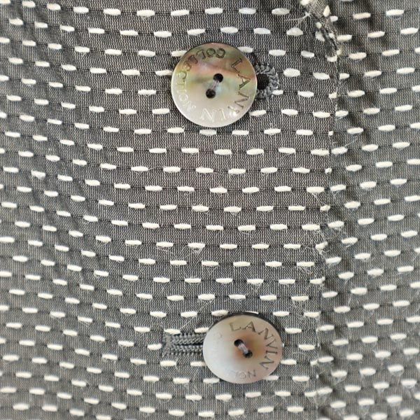 LANVIN ランバン シルクブレンド 総ステッチ 7分袖 総ステッチ テーラードジャケット 40 グレー系 レディース